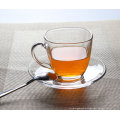 Clear Square glass coffee set, 180ml glass tea cup with saucer,clear glass tea set